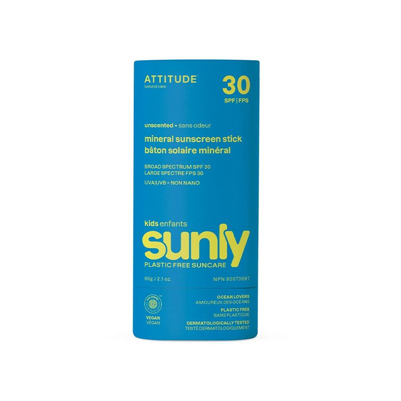 ATTITUDE-SOLAR PLASTIC FREE BABY KIDS STICK SPF30 100% MINERAL (SIN FRAGANCIA) 60 Grs. - BIO