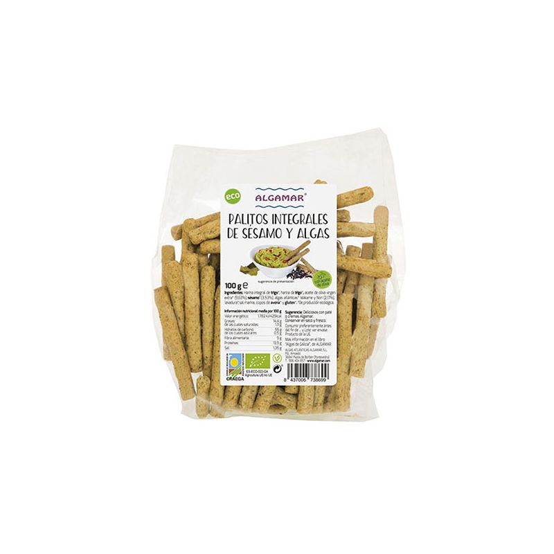 ALGAMAR-PALITOS DE SESAMO Y ALGAS CON ACEITE DE OLIVA 100 Grs. BIO