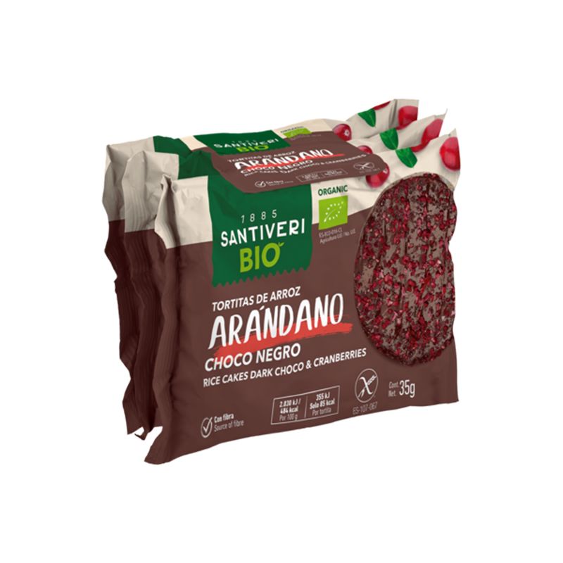 TORTITAS ARROZ CHOCO NEGRO TOP ARANDANO 2x3 Uds.