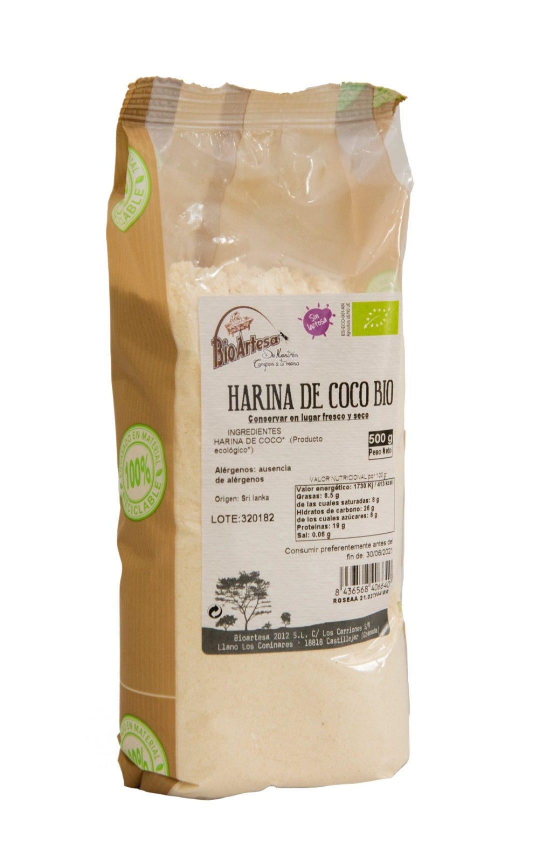 Harina de coco sin lactosa bio